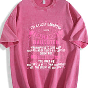 Crazy Mom's Lucky Daughter Vintage Washed T-Shirt in Red