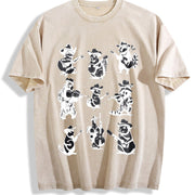 Animal Musicians 90s Tattoo Vintage Washed T-Shirt in Beige
