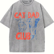 Cat Dad Club vintage washed oversized T-shirt in Gray