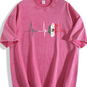 Heartbeat for Daily Wear Ladies for All Seasons vintage washed oversized T-shirt in Red