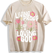 Living PROOF OF a Loving GOD Vintage Washed T-Shirt in Beige
