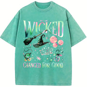 Wicked Wizard Movie Fan Vintage Washed T-Shirt in Blue