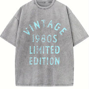 1980s 1980 Theme Classic for Guys Classic Novelty for Guys Vintage Washed T-Shirt in Gray