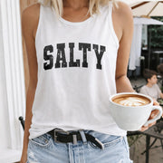 Salty Women's Color Cotton Tank Top in White