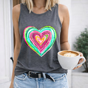 Neon Heart Women's Color Cotton Tank Top in Gray