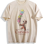 Curious George Little Monkey Vintage Washed T-Shirt in Beige