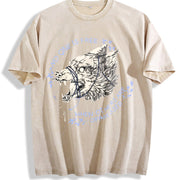 Faded Pure with a Wolf Head Vintage Washed T-Shirt in Beige