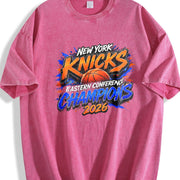 New York Knicks 2026 Eastern Conference Champions Vintage Washed T-Shirt in Red