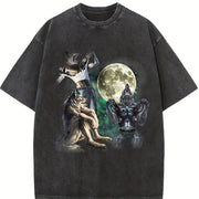 Alpha Wolf 90s Retro Meme Vintage Washed T-Shirt in Black