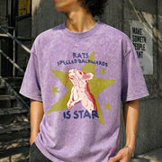 Rat Spelled Backwards Is Star Vintage Washed T-Shirt in Purple