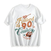 Raised on 90s Country Cotton T-Shirt in White