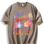 Magical Glasses Wizard Movie Vintage Washed T-Shirt in Brown