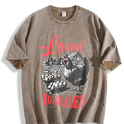 Retro Local Egg Dealer Chicken 90s Vintage Washed T-Shirt in Brown