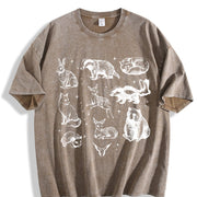 Forest Animals 90s ® Tattoo Vintage Washed T-Shirt in Brown