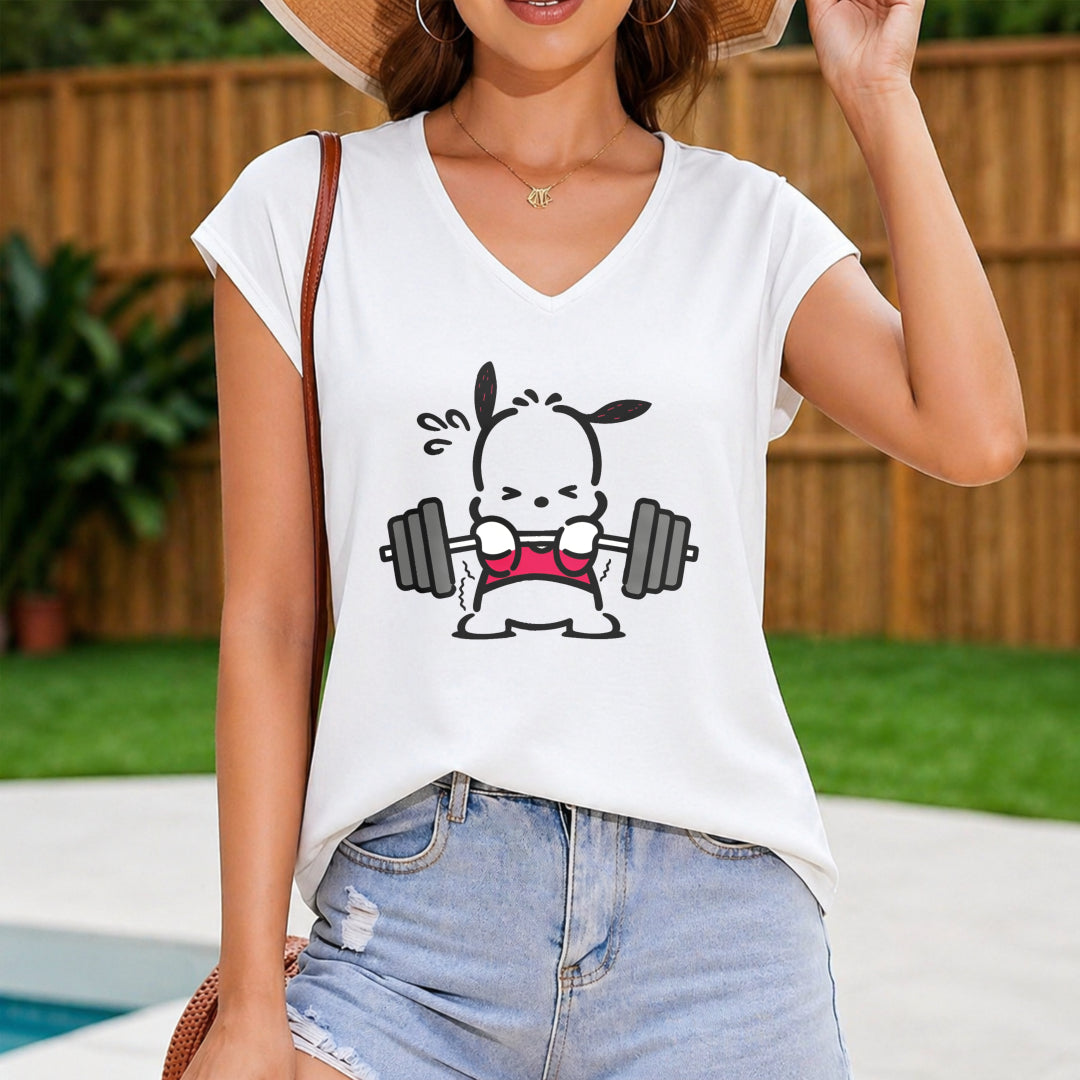 Sanrio Pochacco Weightlifting Sleeveless Vest Women's Color Cotton Tank Top in White