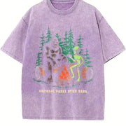 National Parks After Dark Sarcastic Bigfoot Alien Novelty Vintage Washed T-Shirt in Purple