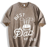 Best Dad By Par Golf Dad Fathers Day Golf For Dad Cool vintage washed oversized T-shirt in Brown