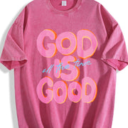 God Is Good All the Time Vintage Washed T-Shirt in Red