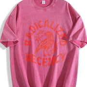 Radicalized By Basic Decency Political Protest vintage washed oversized T-shirt in Red