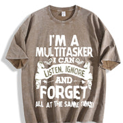 Sports with a Stylish Retro 'Forget' Vintage Washed T-Shirt in Brown