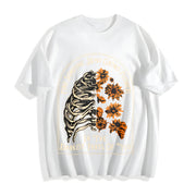Find Someone Who Grows Flowers Rib Sunflowers Printing Cotton T-Shirt in White