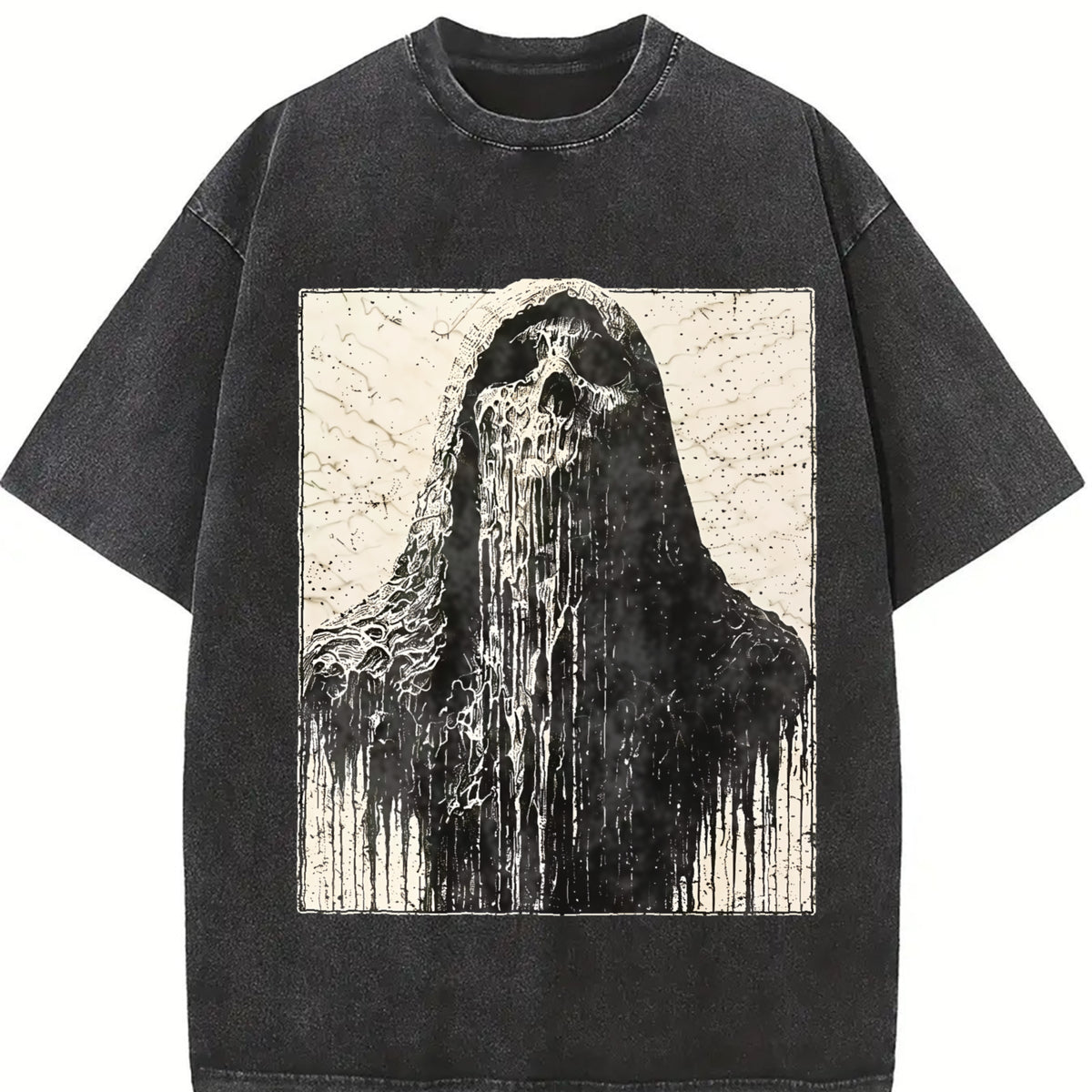 Melting Grim Reaper Sleeveless Tank Vintage Washed T-Shirt in Black