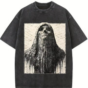 Melting Grim Reaper Sleeveless Tank Vintage Washed T-Shirt in Black