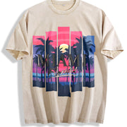 Distressed Stylish Vintage Washed T-Shirt in Beige