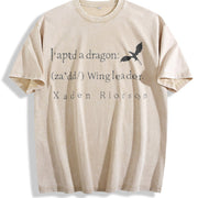 Xaddy Xaden Fourth Wing Iron Flame vintage washed oversized T-shirt in Beige