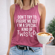 Don't Try to Figure Me Out, I'm a Special Kind of Twisted! Women's Color Cotton Tank Top in Red