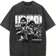 Bang World News War Graphic Vintage Washed T-Shirt in Black