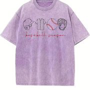 Baseball Season Game Day Baseball Vintage Washed T-Shirt in Purple
