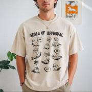 Seals of Approval Meme Vintage Washed T-Shirt in Beige
