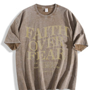 FAITH OVER FEAR 230 Brand Vintage Washed T-Shirt in Brown