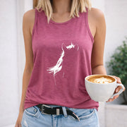 Horse Head Outline Women's Color Cotton Tank Top in Red