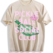 Pickleball Social Club Vintage Washed T-Shirt in Beige