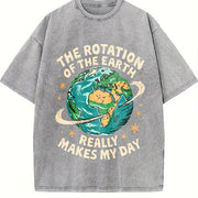 The Rotation of the Earth Really Makes My Day Vintage Washed T-Shirt in Gray
