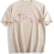 Boho Floral Mama Mothers Day Vintage Washed T-Shirt in Beige
