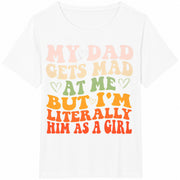 Kids' Dad Mad Black Stretch for Boys Girls Children Dad Cotton T-Shirt in White