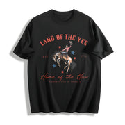4th of July USA Fourth of July Yee Haw Cowboy Western 4th Cotton T-Shirt in Black