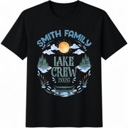 Personalized Family Lake Cotton T-Shirt in Black