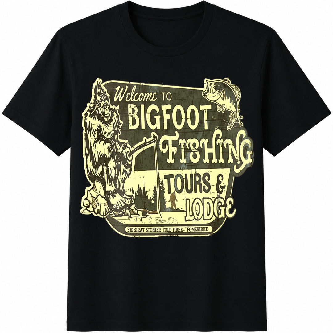 Bigfoot Search Gear Artist Designed Original Brand Cotton T-Shirt in Black