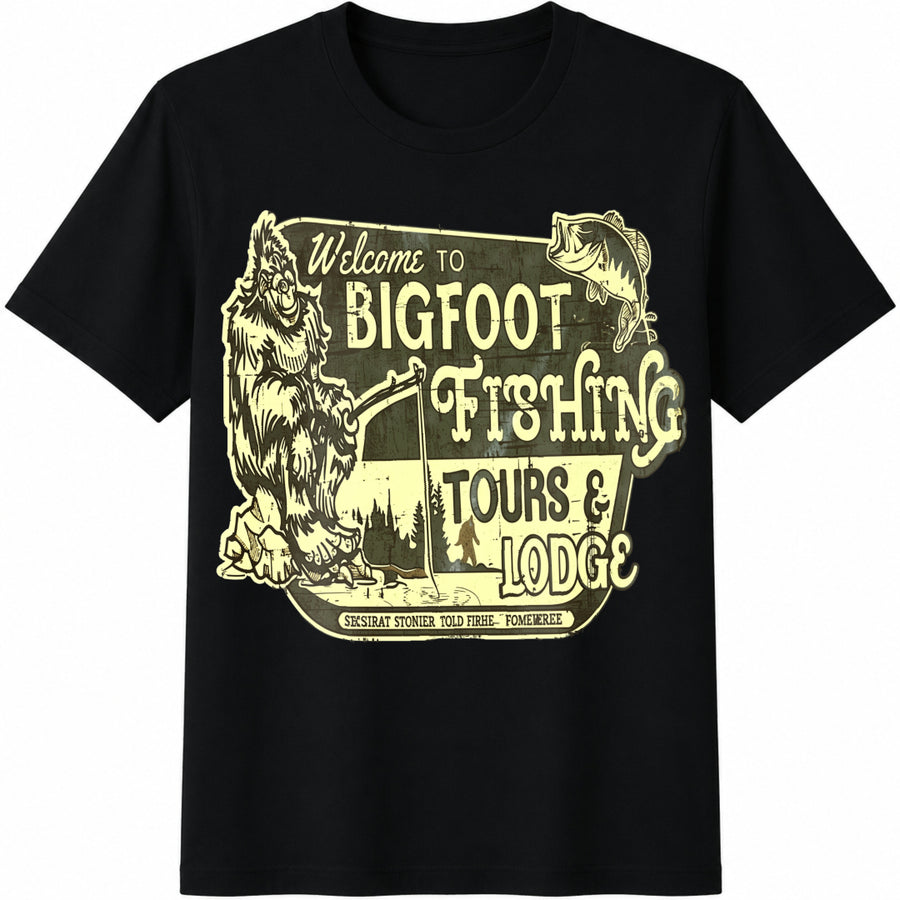 Bigfoot Search Gear Artist Designed Original Brand Cotton T-Shirt in Black