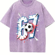 67 Soccer Vintage Washed T-Shirt in Purple