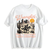 Retro Wranglin' Feral Children Raccoon 90s Western Cotton T-Shirt in White