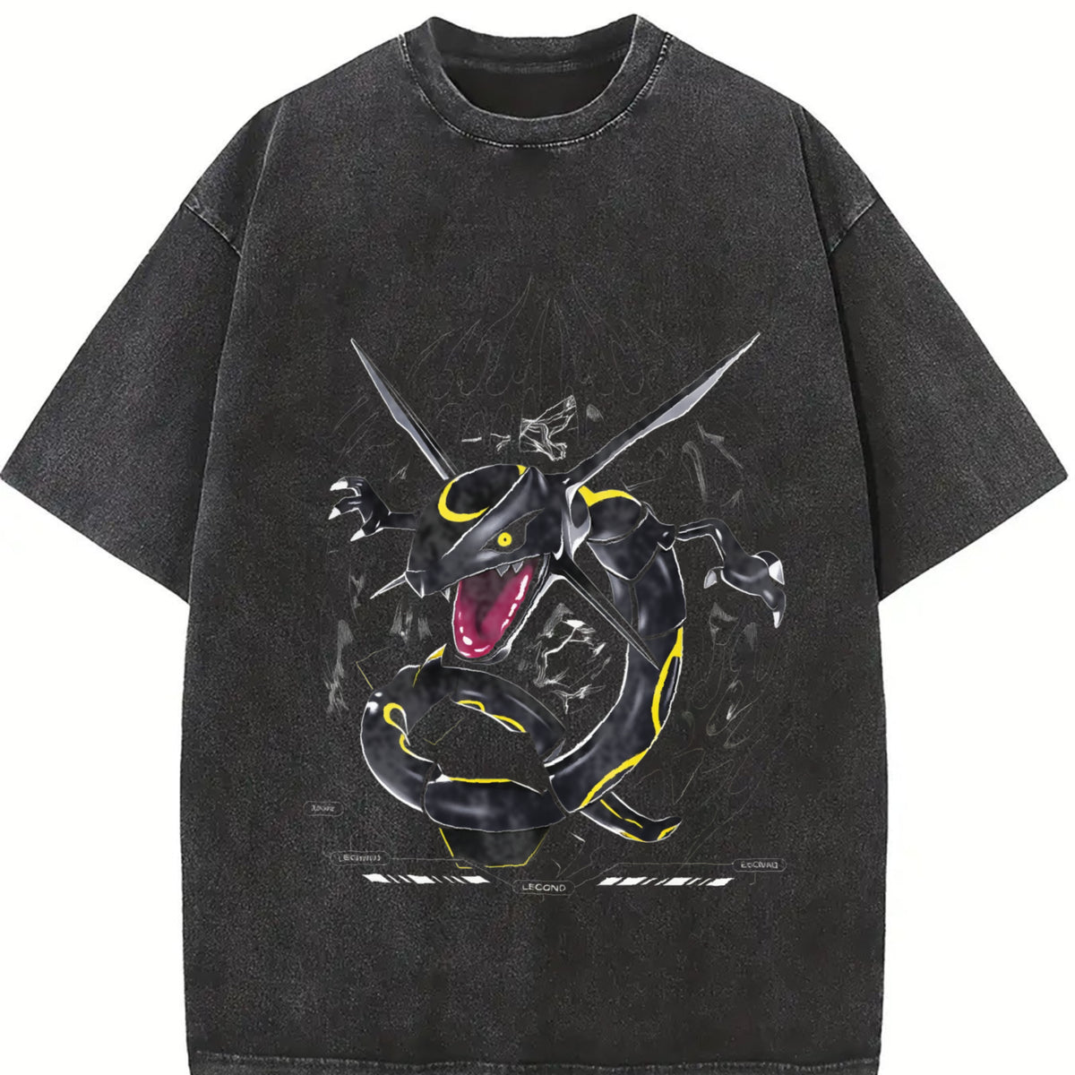Rayquaza Anime Manga anime lover outfits vintage washed oversized T-shirt in Black