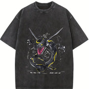 Rayquaza Anime Manga anime lover outfits vintage washed oversized T-shirt in Black