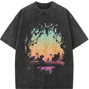 Remake the Lion Kingg Hakuna Matata Silhouettee Jungle Vintage Washed T-Shirt in Black