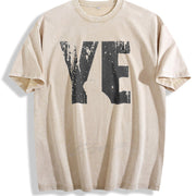 Distressed T White 'Ye' with Silhouette Vintage Washed T-Shirt in Beige