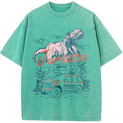 Jurassic Park Logo Dinosaur T-rex Vintage Washed T-Shirt in Blue